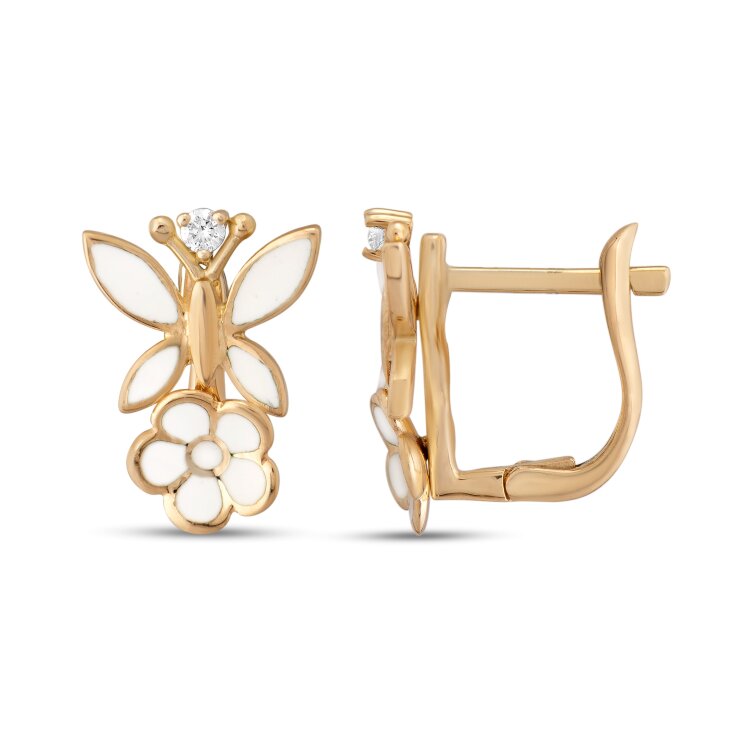 Сережки White Dreams з емаллю та діамантами WDE000014-00