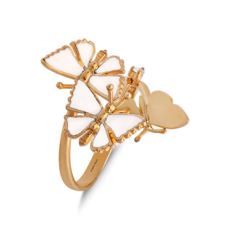 Кольцо Roberto Bravо White Dreams с эмалью и бриллиантом