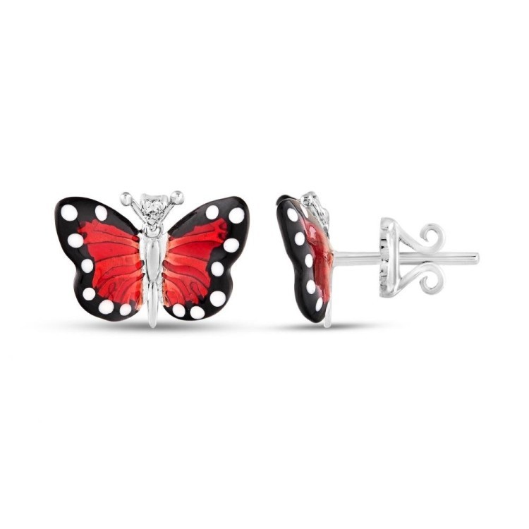 Сережки Monarch Butterfly з емаллю та фіанітами MBXE0024-CZ