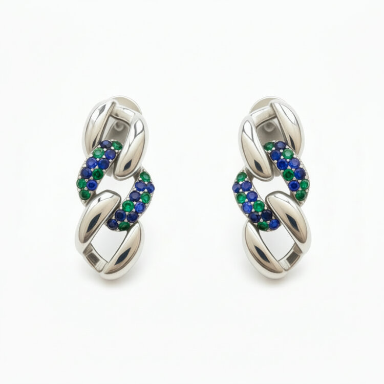 Сережки Rainbow з фіанітами DM4262-2-3CE Сережки Rainbow з фіанітами DM4262-2-3CE