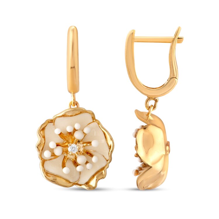 Сережки White Dreams з емаллю та діамантами WDE000008-00