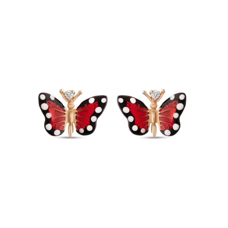 Сережки Monarch Butterfly з емаллю та діамантами MBE000001-00