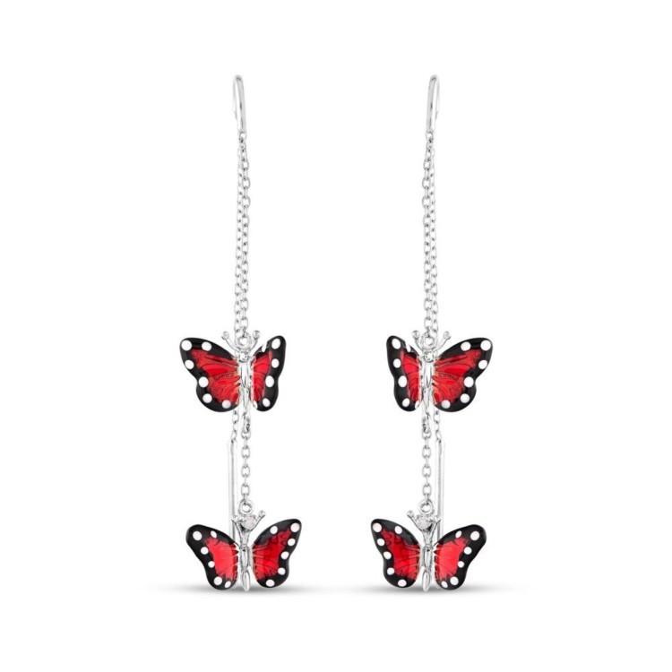 Сережки Roberto Bravo Monarch Butterfly з фіанітами та емаллю