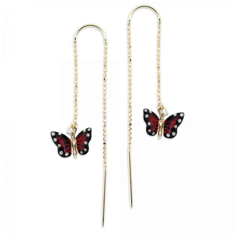 Сережки Monarch Butterfly з емаллю та діамантами MBXE0002-00
