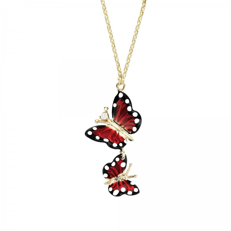 Кольє Monarch Butterfly з емаллю та діамантами MBHP0021-00