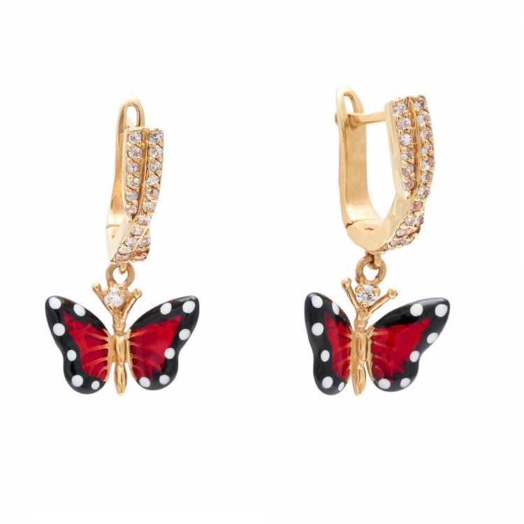 Сережки Monarch Butterfly з емаллю сапфірами та діамантами MBHE0019-01